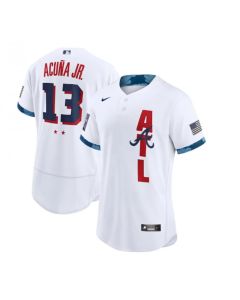Men's Atlanta Braves #13 Ronald Acuna Jr. 2021 White All-Star Flex Base Stitched MLB Jersey