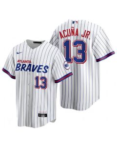 Men's Atlanta Braves #13 Ronald Acuna Jr. 2021 White City Connect Stitched Jersey