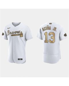 Men's Atlanta Braves #13 Ronald Acuna Jr. 2022 All-Star White Flex Base Stitched Baseball Jersey (White)