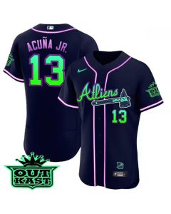 Men's Atlanta Braves #13 Ronald Acuna Jr. 2023 Galaxy Flex Base Stitched Baseball Jersey