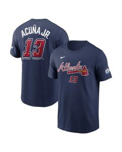 Men's Atlanta Braves #13 Ronald Acuna Jr. Navy 2025 MLB Speedway Classic Name & Number T-Shirt