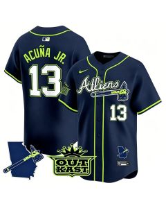 Men's Atlanta Braves #13 Ronald Acuna Jr. Navy Atliens Vapor Premier Limited Jersey (Navy)