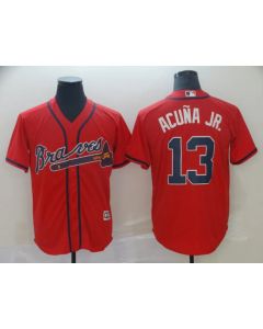 Men's Atlanta Braves #13 Ronald Acuna Jr Red Cool Base Stitched MLB Jersey (Red)