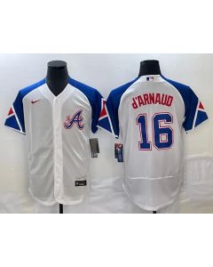 Men's Atlanta Braves #16 Travis d'Arnaud White 2023 City Connect Flex Base Stitched Jersey
