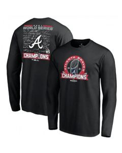 Men's Atlanta Braves 2021 Black World Series Champions Signature Roster Long Sleeve T-Shirt
