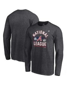 Men's Atlanta Braves 2021 Heathered Charcoal National League Champions Locker Room Long Sleeve T-Shirt