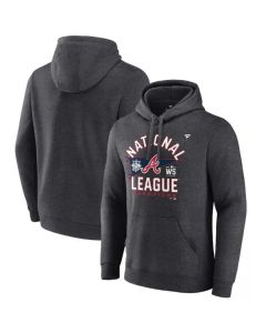 Men's Atlanta Braves 2021 Heathered Charcoal National League Champions Locker Room Pullover Hoodie