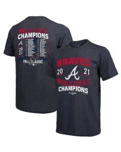Men's Atlanta Braves 2021 Threads Navy World Series Champions Dream Team Roster Tri-Blend T-Shirt