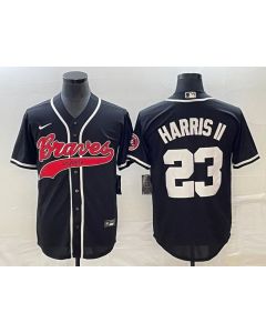 Men's Atlanta Braves #23 Michael Harris ii Black Cool Base Stitched Baseball Jersey (Black)