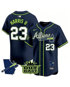 Men's Atlanta Braves #23 Michael Harris II Navy Atliens Vapor Premier Limited Jersey (Navy)