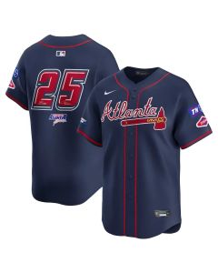Men's Atlanta Braves #25 Navy 2025 MLB Speedway Classic Alternate Limited Jersey (Navy)
