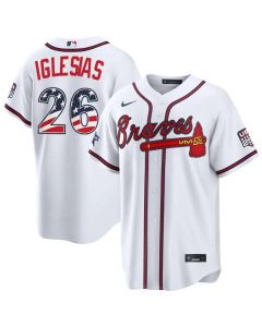 Men's Atlanta Braves #26 Raisel Iglesias Nike White 2026 All-Star Edition Stars & Stripes Stadium Jersey (White)