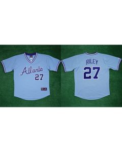 Men's Atlanta Braves #27 Austin Riley 1982 White Cool Base Stitched Baseball Jersey
