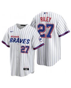 Men's Atlanta Braves #27 Austin Riley 2021 White City Connect Stitched Jersey