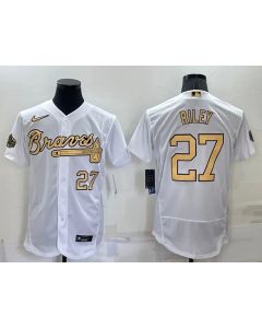 Men's Atlanta Braves #27 Austin Riley 2022 All-Star White Flex Base Stitched Baseball Jersey (White)