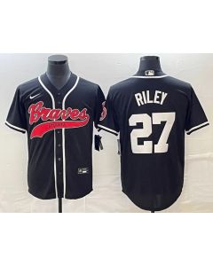 Men's Atlanta Braves #27 Austin Riley Black Cool Base Stitched Baseball Jersey (Black)
