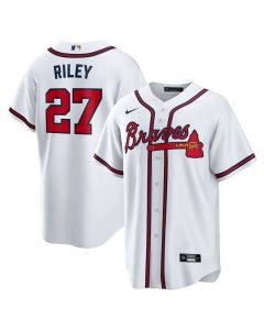 Men's Atlanta Braves #27 Austin Riley White Home Replica Player Jersey (White)