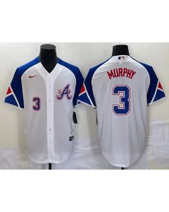 Men's Atlanta Braves #3 Dale Murphy White 2023 City Connect Cool Base With Patch Stitched Baseball Jersey