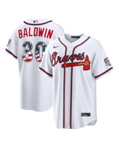 Men's Atlanta Braves #30 Drake Baldwin Nike White USA 250 Fourth of July Home Stadium Jersey (White)