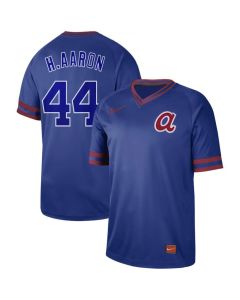 Men's Atlanta Braves #44 Hank Aaron Blue Cooperstown Collection Legend Stitched MLB Jersey