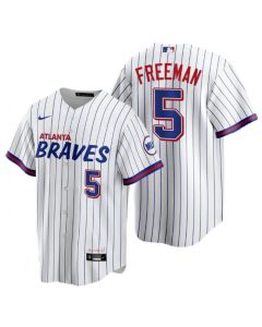 Men's Atlanta Braves #5 Freddie Freeman 2021 White City Connect Stitched Jersey