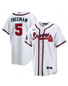 Men's Atlanta Braves #5 Freddie Freeman 2021 White World Series Champions Cool Base Stitched Jersey