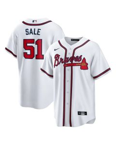 Men's Atlanta Braves #51 Chris Sale White Home Replica Jersey