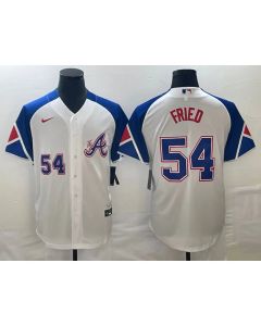 Men's Atlanta Braves #54 Max Fried White 2023 City Connect Cool Base With Patch Stitched Baseball Jersey