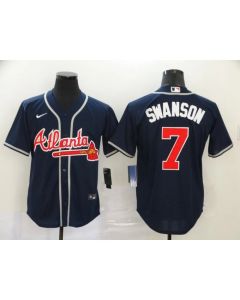 Men's Atlanta Braves #7 Dansby Swanson Navy Cool Base Stitched MLB Jersey