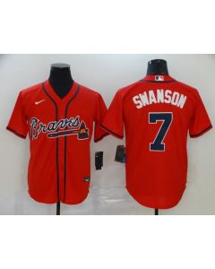 Men's Atlanta Braves #7 Dansby Swanson Red Cool Base Stitched MLB Jersey