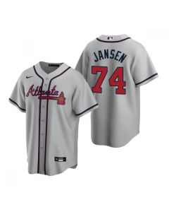 Men's Atlanta Braves #74 Kenley Jansen Grey Cool Base Stitched Baseball Jersey