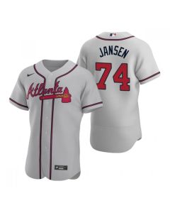 Men's Atlanta Braves #74 Kenley Jansen Grey Flex Base Stitched Baseball Jersey