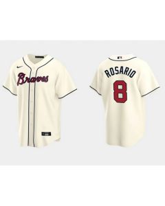 Men's Atlanta Braves #8 Eddie Rosario Cream Cool Base Stitched Jersey