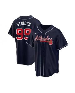 Men's Atlanta Braves #99 Spencer Strider Navy Cool Base Stitched Baseball Jersey