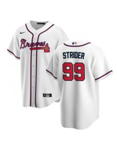 Men's Atlanta Braves #99 Spencer Strider White Cool Base Stitched Baseball Jersey