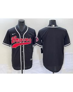 Men's Atlanta Braves Blank Black Cool Base With Patch Stitched Baseball Jersey