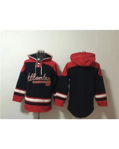 Men's Atlanta Braves Blank Black/Red Ageless Must-Have Lace-Up Pullover Hoodie