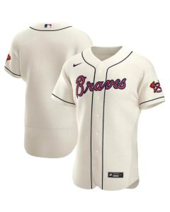 Men's Atlanta Braves Blank Cream Flex Base Stitched Jersey