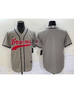 Men's Atlanta Braves Blank Gray Cool Base With Patch Stitched Baseball Jersey
