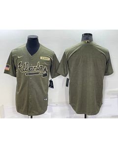 Men's Atlanta Braves Blank Green Salute To Service Cool Base Stitched Jersey