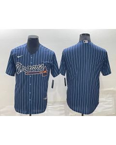 Men's Atlanta Braves Blank Navy Cool Base Stitched Baseball Jersey
