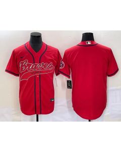 Men's Atlanta Braves Blank Red Cool Base With Patch Stitched Baseball Jersey
