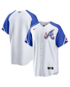 Men's Atlanta Braves Blank White 2023 City Connect Cool Base Stitched Baseball Jersey