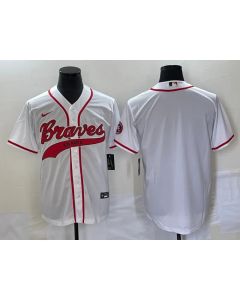 Men's Atlanta Braves Blank White Cool Base With Patch Stitched Baseball Jersey