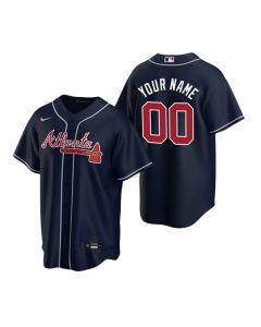 Men's Atlanta Braves Custom Navy Cool Base Stitched Baseball Jersey (Navy)