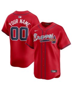 Men's Atlanta Braves Custom Red 2024 Alternate Limited Stitched Baseball Jersey (Red)