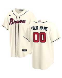 Men's Atlanta Braves Customized Cream Stitched MLB Jersey