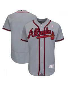 Men's Atlanta Braves Gray 2018 Mother's Day Flexbase Stitched MLB Jersey