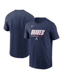 Men's Atlanta Braves Navy 2025 MLB Speedway Classic Wordmark T-Shirt (Navy)