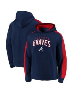 Men's Atlanta Braves Navy Game Time Arch Pullover Hoodie Pullover Hoodie